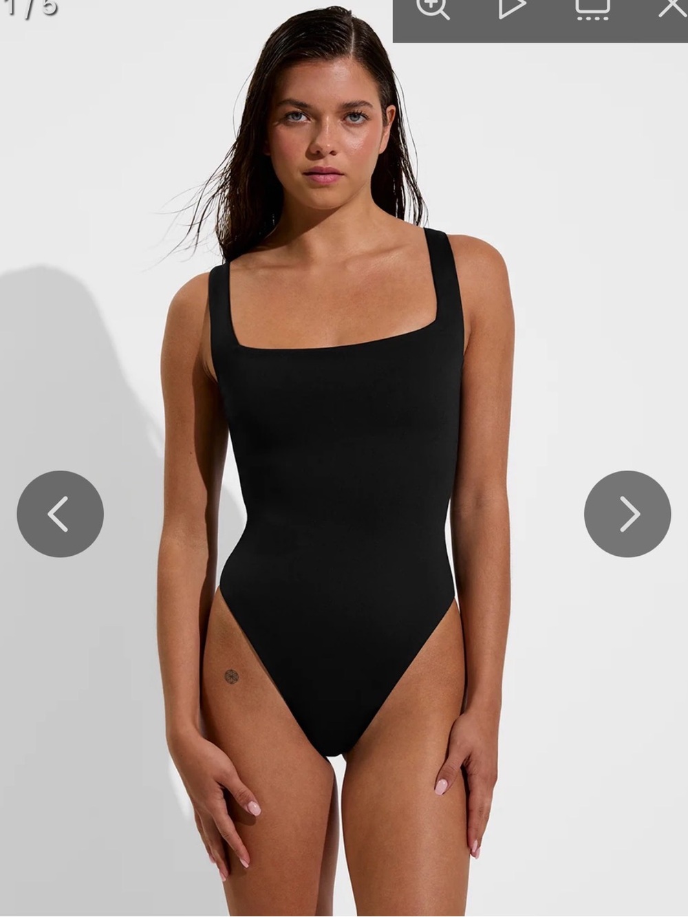 Left On Friday Black Square-Neck One-Piece Swimsuit
